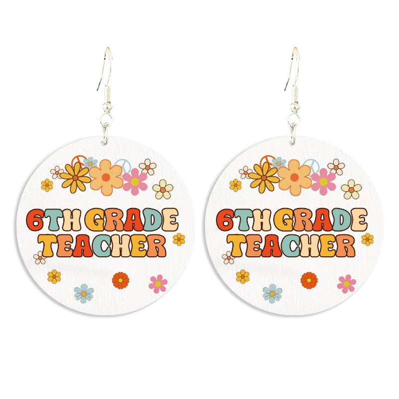 Wholesale Teacher Gift Wood Print Vintage Bohemian Earrings